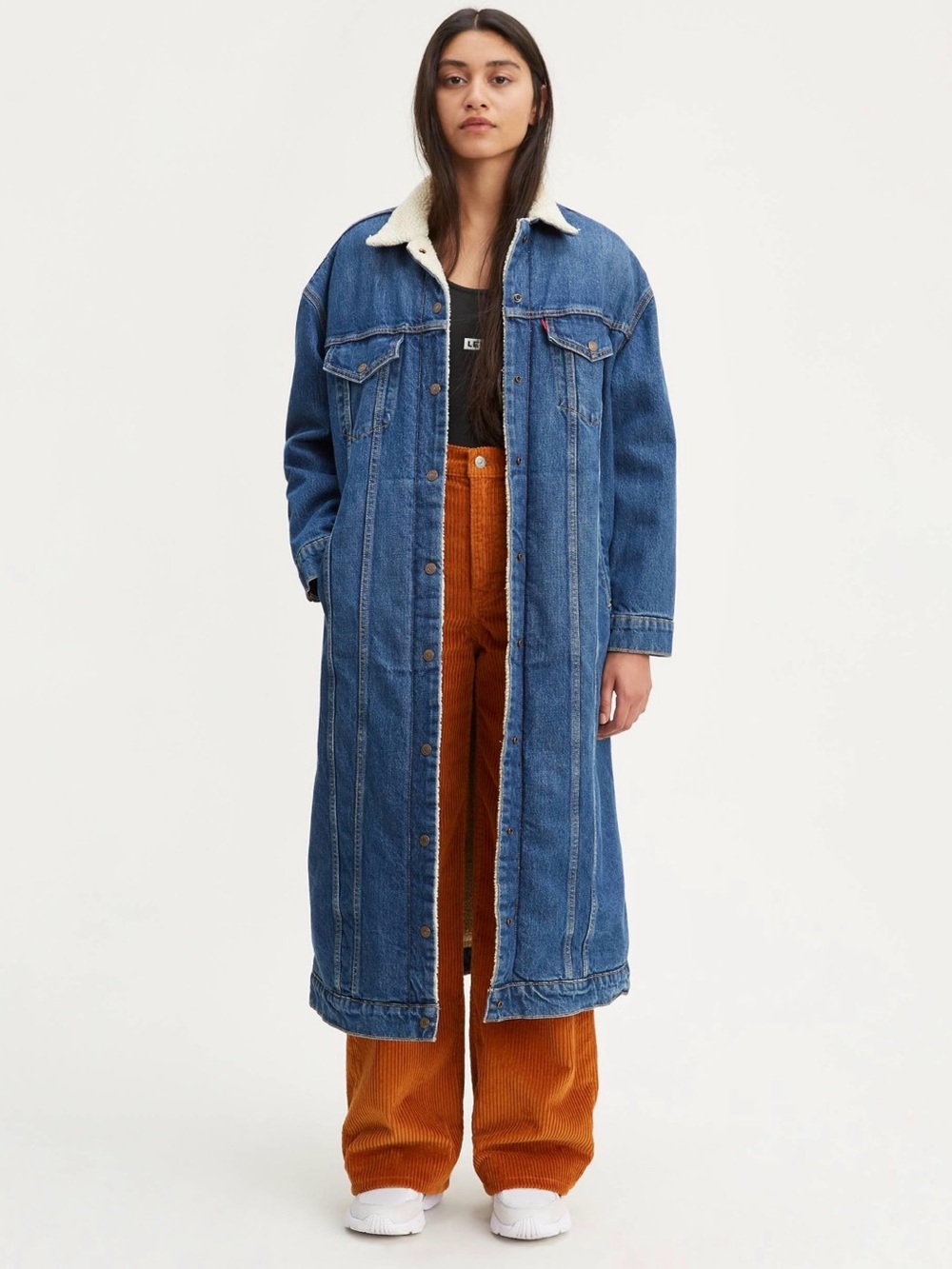 Levi’s Premium Long Sherpa Lined Denim Duster Coat XS